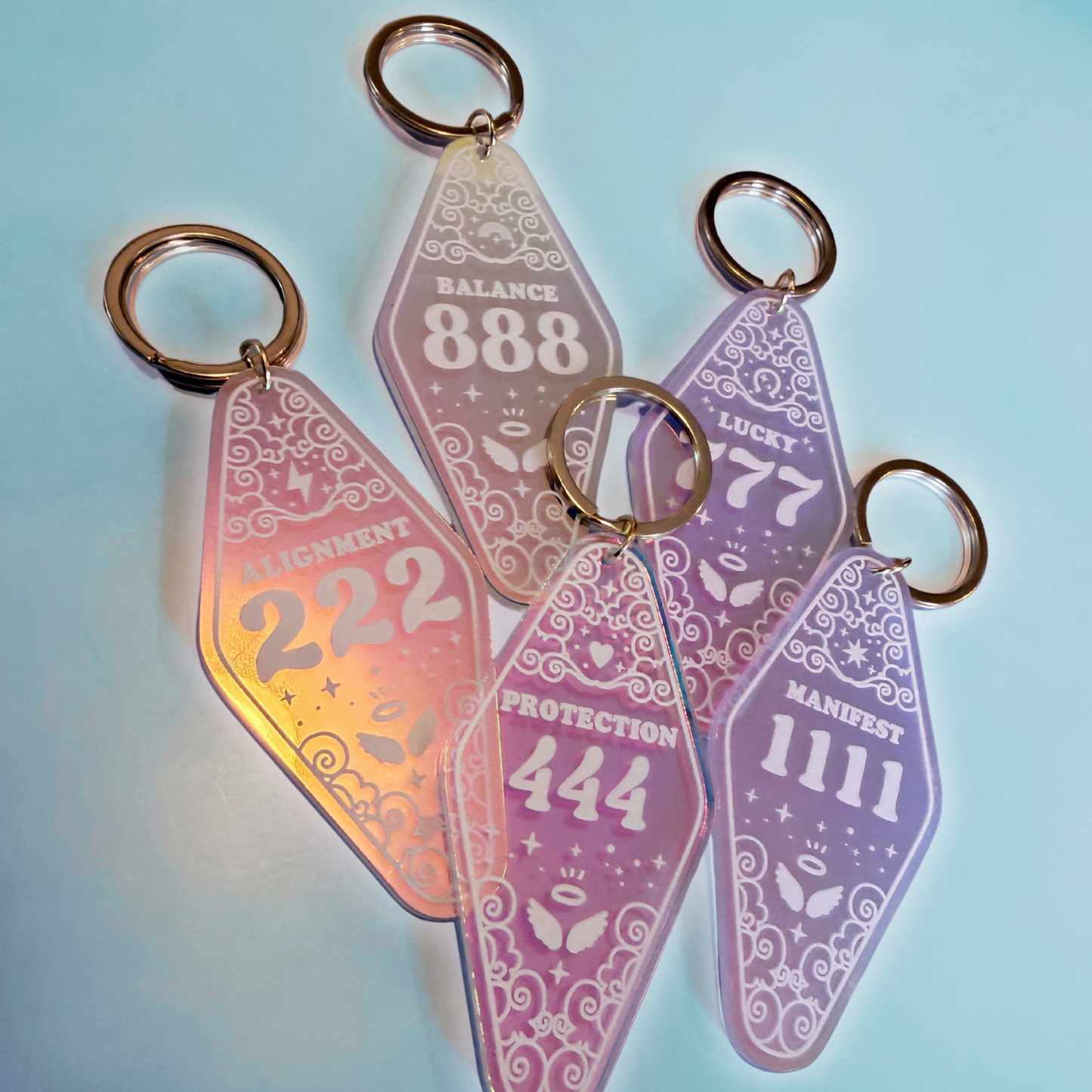 Protection 444 – Angel Number Acrylic Motel Keychain
