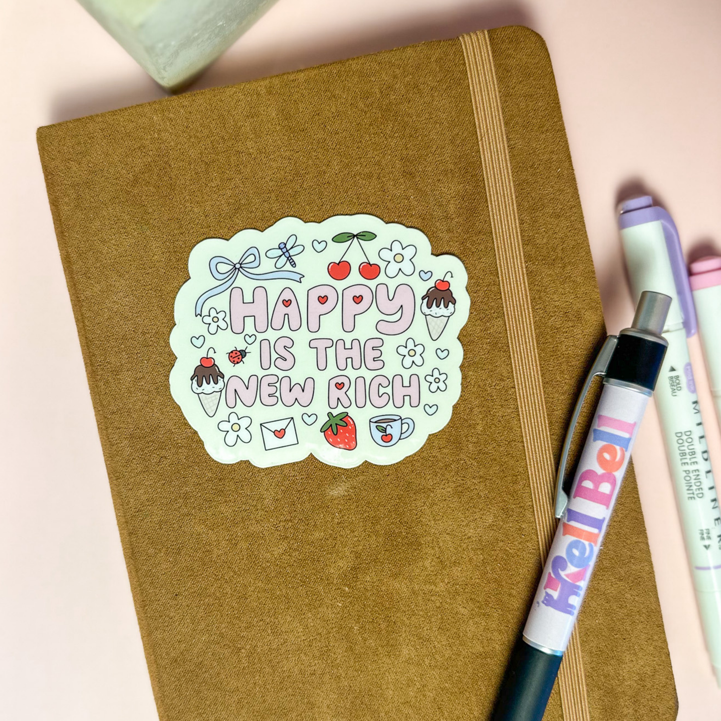 Happy is the New Rich Sticker