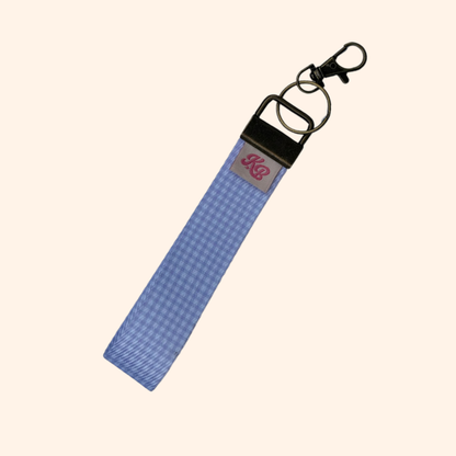 Blue Gingham Wristlet