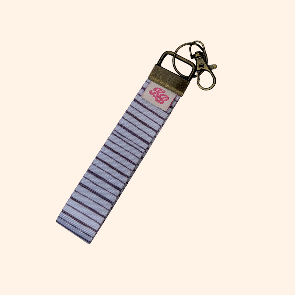 Cream Stripe Wristlet