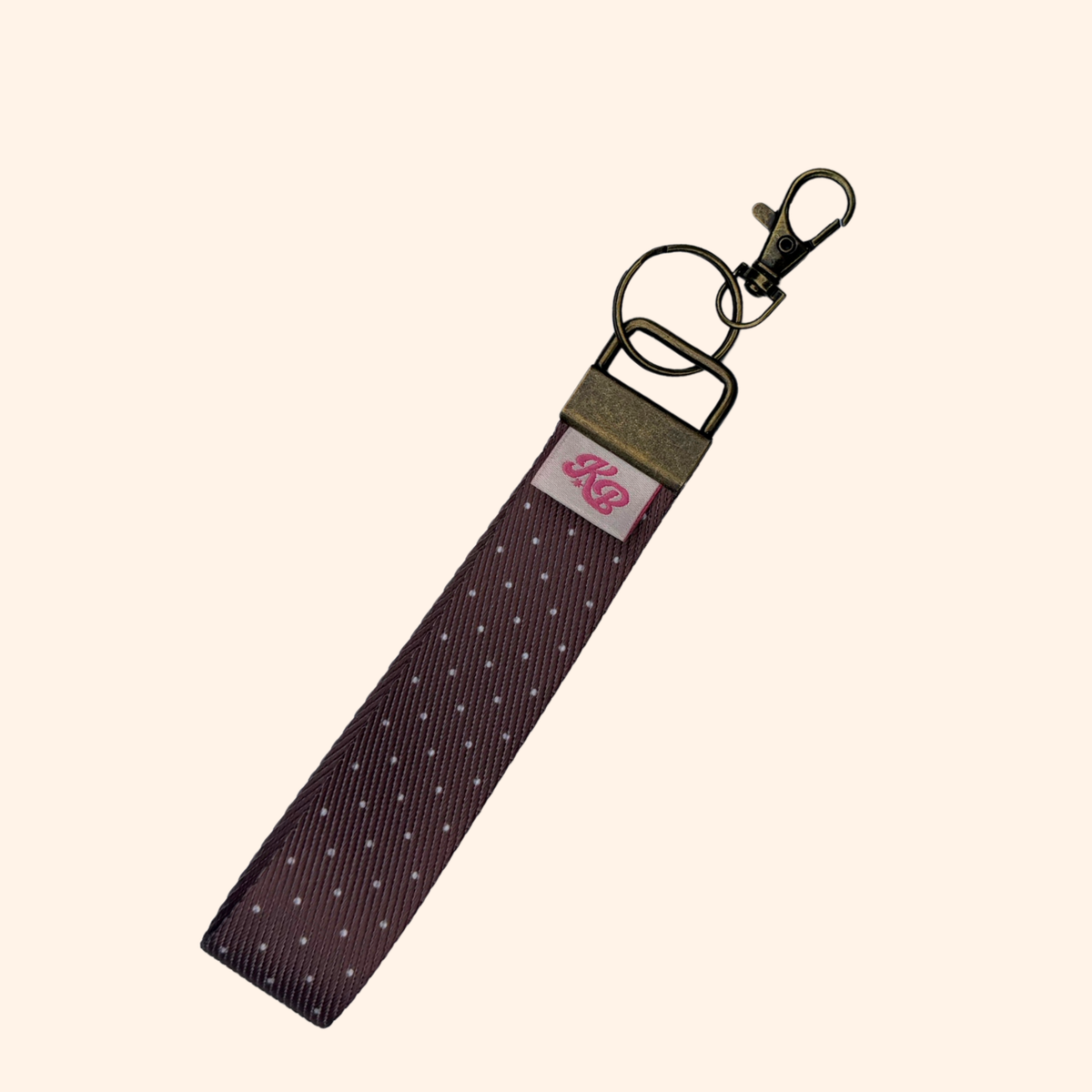 Brown Polka Dot Wristlet
