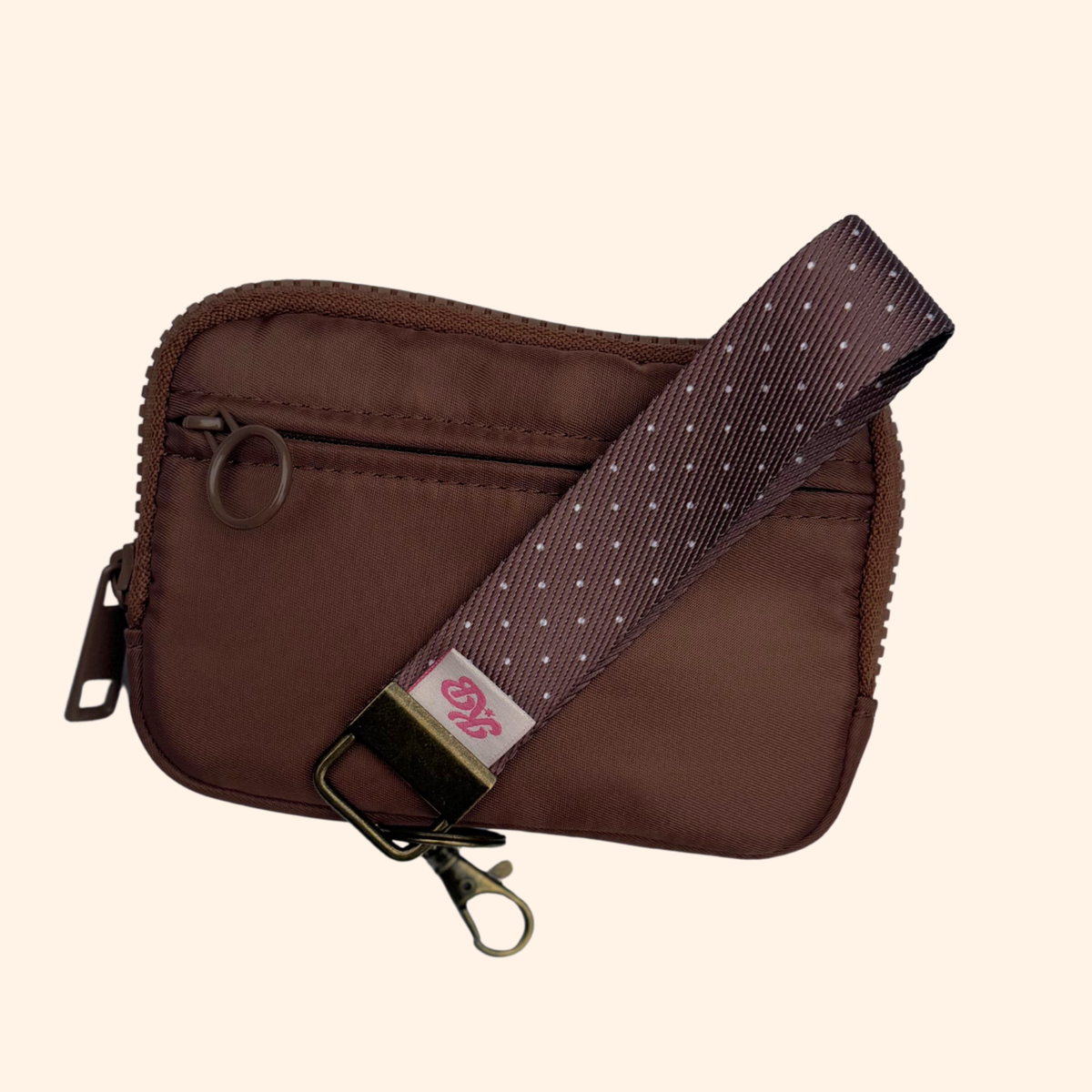 Brown Polka Dot Wristlet