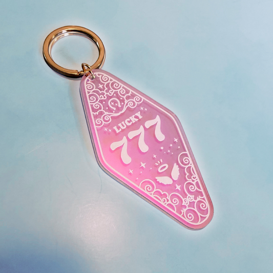 Lucky 777 – Angel Number Acrylic Motel Keychain