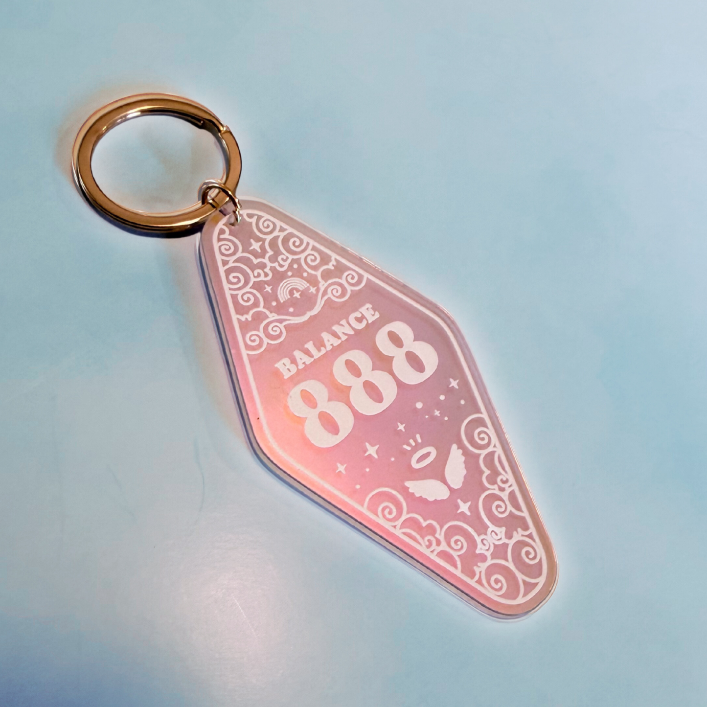 Balance 888 – Angel Number Acrylic Motel Keychain