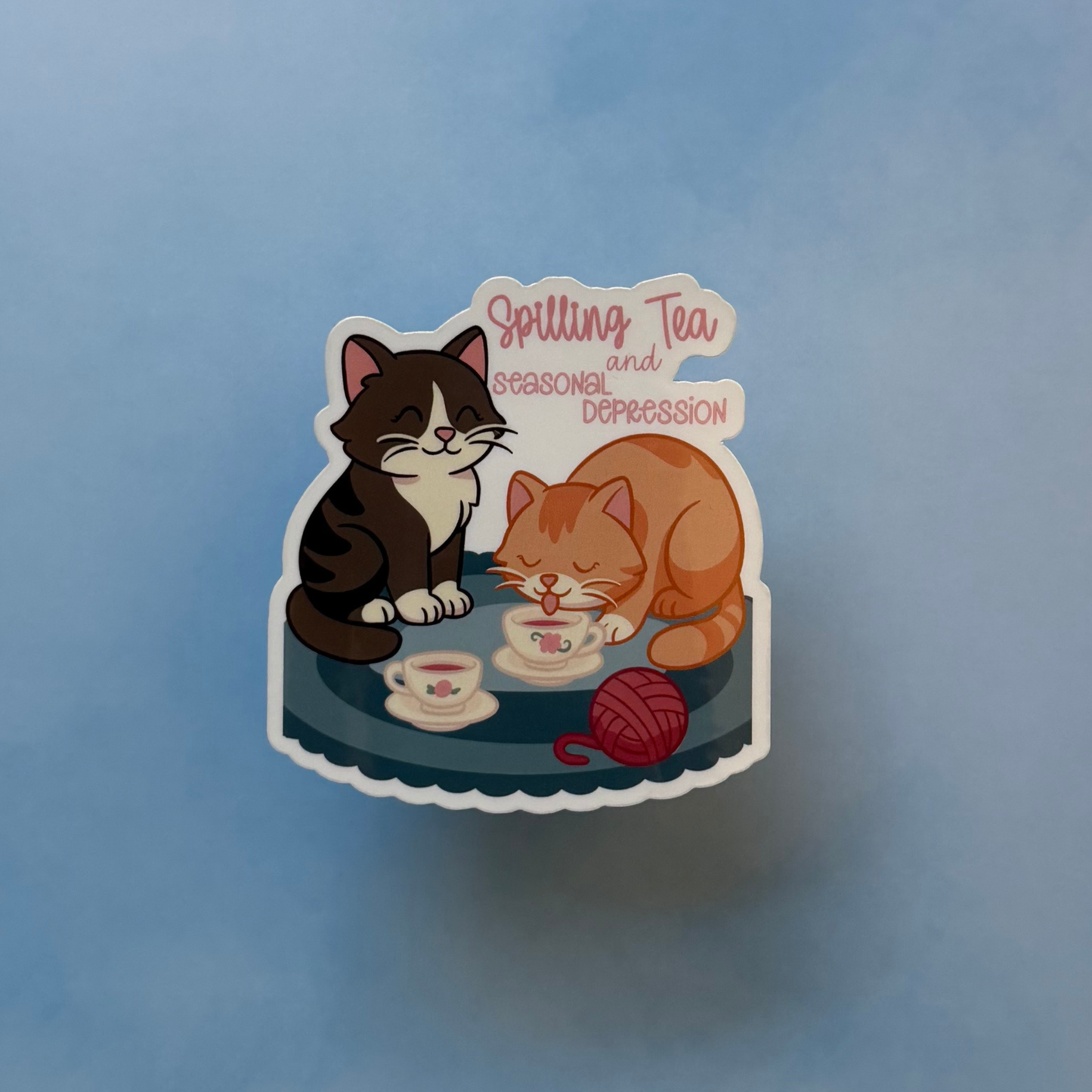 Spilling Tea & Seasonal Depression Sticker