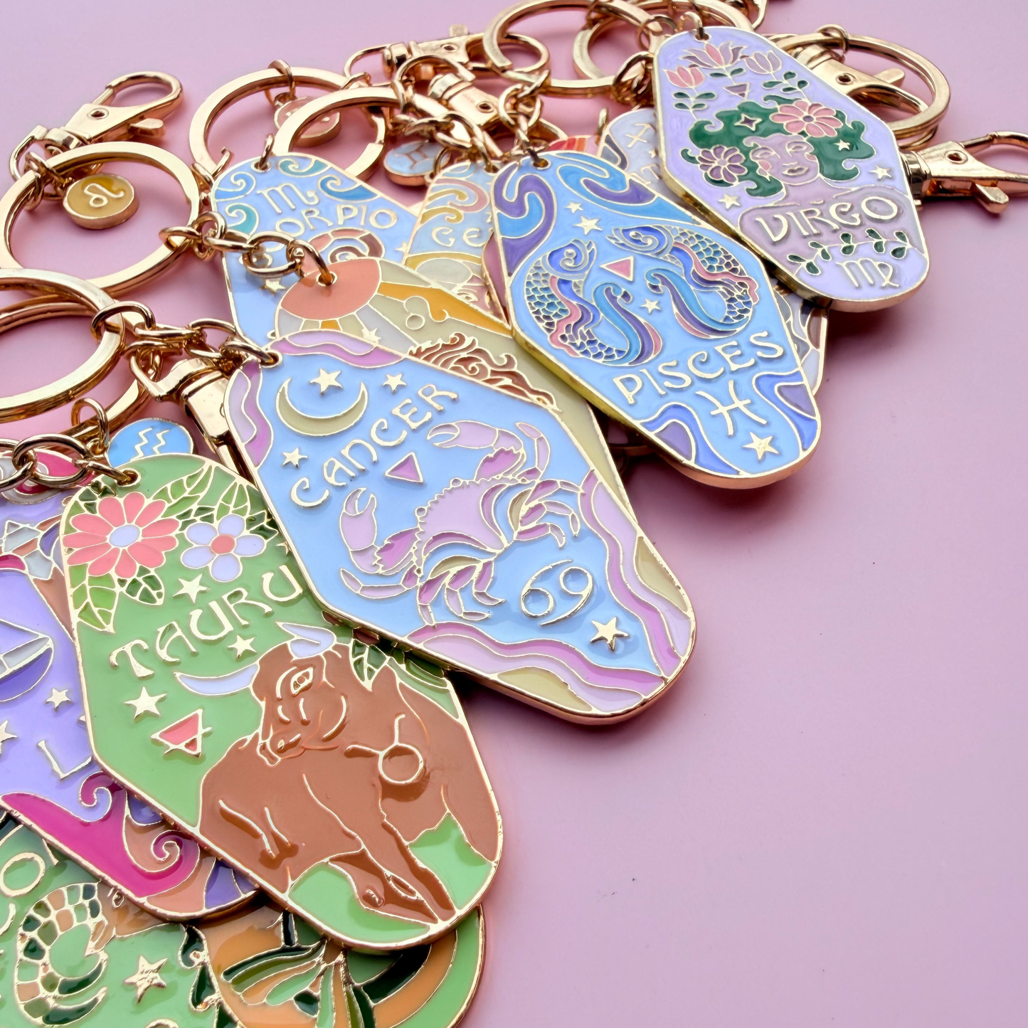 Zodiac Enamel Motel Keychain