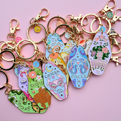 Zodiac Enamel Motel Keychain