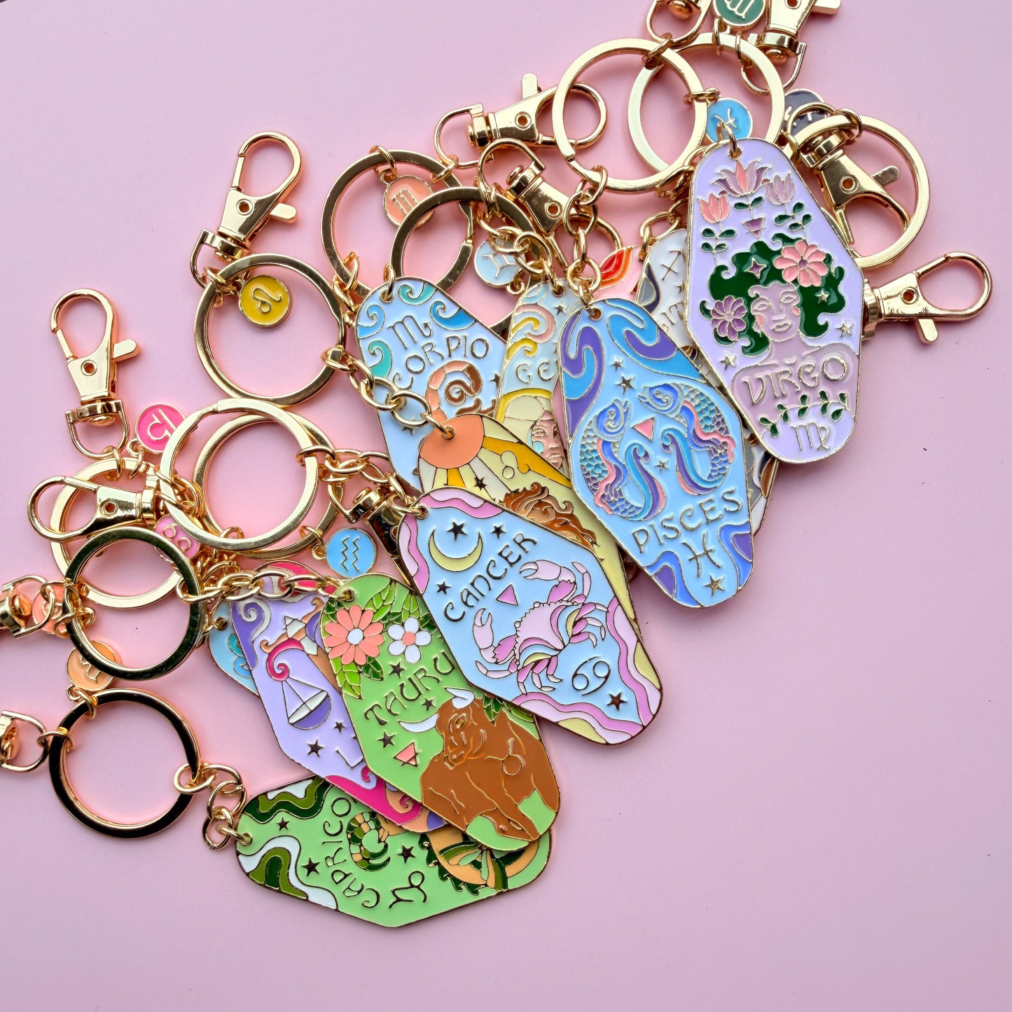 Zodiac Enamel Motel Keychain