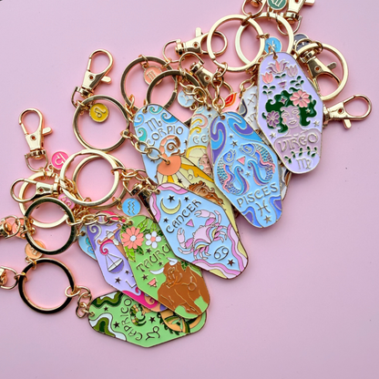Zodiac Enamel Motel Keychain
